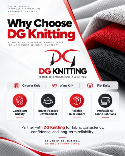 DG Knitting graphic: Why choose DG Knitting, consistent quality and reliable bulk supply